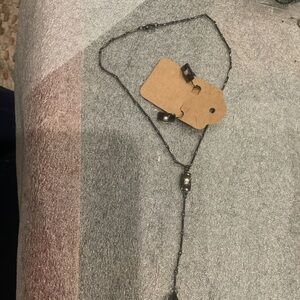 Black Chain Necklace with matching earrings